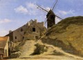 Un molino de viento en Montmartre plein air Romanticismo Jean Baptiste Camille Corot